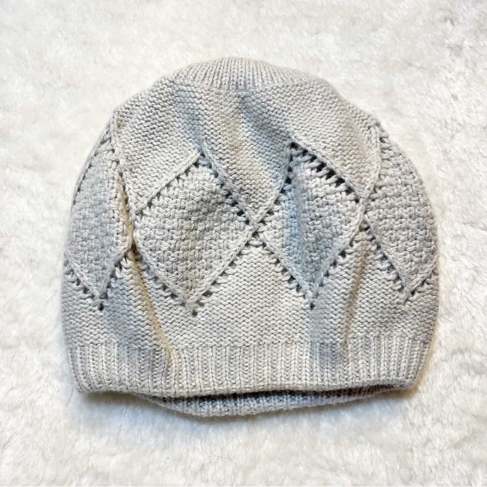 Banana Republic Wool Cashmere Blend Slouchy Gray Knit Soft Beanie Hat